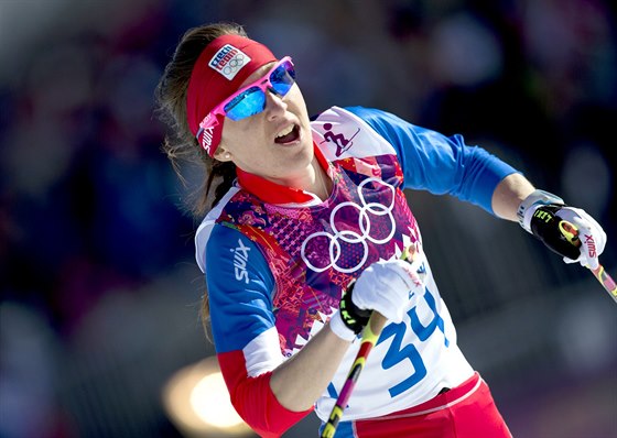 eská bkyn na lyích Eva Vrabcová-Nývltová v olympijském závodu na deset kilometr klasickou technikou.