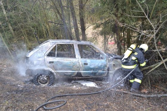 Auto narazilo do stromu a zpoza kapoty vylehly plameny.