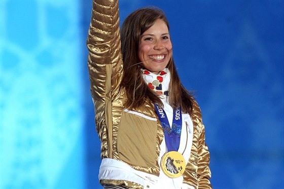 Eva Samková se zlatou medailí.