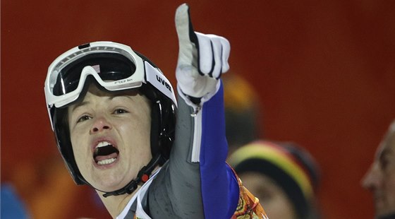 Americká skokanka na lyích Lindsey Vanová na olympijských hrách v Soi.