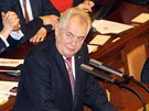 Prezident Miloš Zeman při projevu ve Sněmovně (18. února 2014)