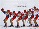 Rozfázovaný pohyb norského bce na lyích Chrise Andre Jespersena v závodu na...