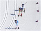 Bkyn na lyích pi tafetovém závodu na 4x5 kilometr. (15. února 2014)