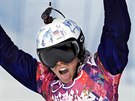 eka Eva Samková v cíli kvalifikaního závodu ve snowboardcrossu. (16. února...