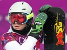 eská snowboardistka Ester Ledecká ve tvrtfinále paralelního obího slalomu na...