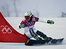 Ester Ledecká v kvalifikaci paralelního obího slalomu na olympijských hrách v