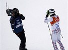 V CENTRU ZÁJMU. Ondej Bank v obím slalomu na olympijských hrách v Soi. 