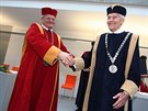 Rektor Baovy univerzity Petr Sáha a Miroslav Zikmund