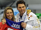 Vítzka snowboardcrossu Eva Samková se setkala  s hokejistou Jaromírem Jágrem,...
