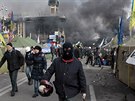 Epicentrum nepokoj, kyjevské námstí Nezávislosti (19. února 2014).
