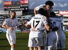 VEDEME! Fotbalisté Realu Madrid slaví gól na hiti Getafe.