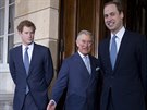 Princ Charles a jeho synové Harry a William (13. února 2014)