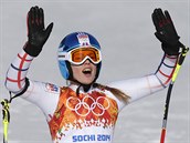 SPOKOJENÁ. Česká lyžařka Klára Křížová v cíli superobřího slalomu v areálu Rosa...