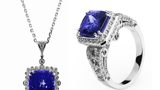 perky z blho zlata s tanzanitem a diamanty, kolekce Blue Star, D.I.C.