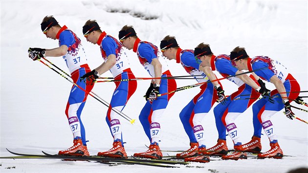 esk bec na lych Luk Bauer v olympijskm zvodu na 15 kilometr ve stedisku Laura Cross Country. (14. nora 2014)