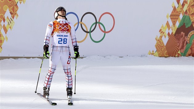 Český lyžař Ondřej Bank ve druhém kole obřího slalomu nabral ztrátu a propadl se na páté místo. (19. února 2014)