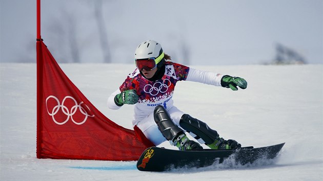 Ester Ledecká v kvalifikaci paralelního obího slalomu na olympijských hrách v