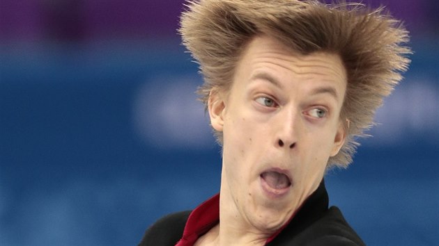 Tom Verner se sna pedvst co nejlep vkon ve volnm programu na olympid v Soi.