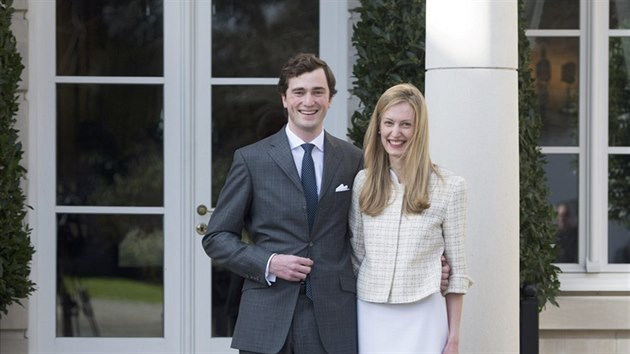 Belgick princ Amedeo a jeho snoubenka Elisabetta Rosboch von Wolkenstein (16. nora 2014)
