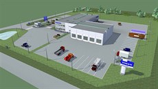 Takto má servisní centrum pro kamiony v Lovosicích vypadat podle dokumentace ke...
