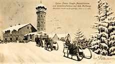 Nai pedci mli sníh rádi. Foto z Klínovce z pelomu 19. a 20. století