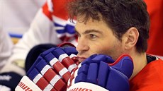 Jaromír Jágr p�i spole�ném focení �eské hokejové reprezentace. (13. února 2014)