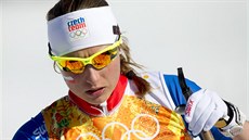 eská bkyn na lyích Petra Nováková po tafetovém závodu na 4x5 kilometr....