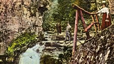 Vodopády íky Satiny lákaly turisty k výletm u v dob ped první svtovou...