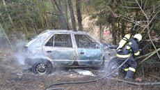 Auto narazilo do stromu a zpoza kapoty vy�lehly plameny.
