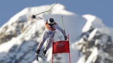 NA KAVKAZSKÝCH SVAZÍCH. Ond�ej Bank p�i tréninku na sjezd p�ed olympijskou