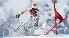 Americký lya Bode Miller na trati superobího slalomu na olympiád v Soi