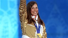 Eva Samková se zlatou medailí.