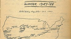 Z DENÍKU. Plán cesty nakreslil sám Kerouac.