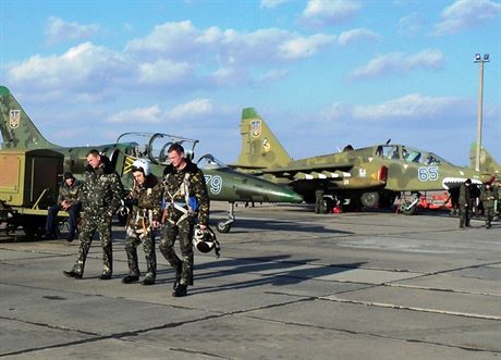 Manévry ukrajinského letectva v Nikolajevské oblasti 21. února 2014, na snímku...