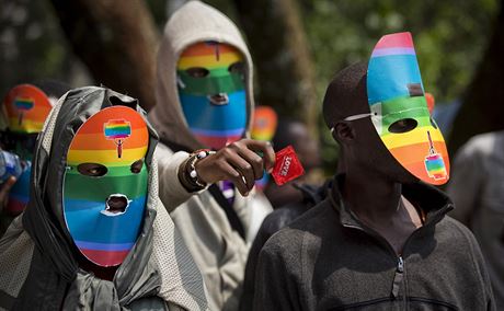 Ketí homosexuálové protestovali proti novému ugandskému zákonu proti...