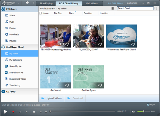 V cloudu uloená videa namapovaná v aplikaci RealPlayer Cloud ve Windows