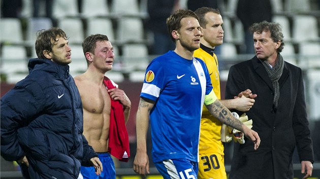 KONEC. Fotbalisté Liberce se lou�í s Evropskou ligou. Vladimír Coufal (druhý