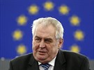 eský prezident Milo Zeman bhem projevu v evropském parlamentu ve trasburku...