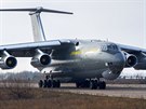 Tký transportní stroj Il-76 ukrajinského letectva