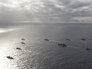 Válená flotila NATO bhem manévr u pobeí Norska