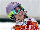 eská lyaka Martina Dubovská po druhé jízd olympijského slalomu. (21. února...