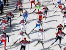 HROMADNÝ START. Bci na lyích ve vytrvalostním závod na 50 km. (23. února...