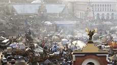 V pátek ráno panoval na kyjevském nám�stí Nezávislosti klid (21. února 2014).