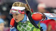 eská biatlonistka Gabriela Soukalová v závodu tafet na 4x6 kilometr. (21....