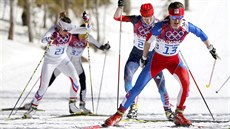 eská bkyn na lyích Eva Vrabcová-Nývltová (vpedu) dojela v olympijském...