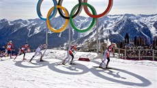 Olympijský závod bky na lyích na 30 kilometr volnou technikou. (22. února...