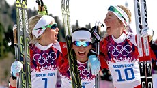 Olympijský závod b�ky� na ly�ích na 30 kilometr� volnou technikou ovládly...