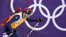 Norský biatlonista Ole Einar Björndalen na olympijských hrách v Soi.