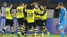 Radost fotbalist Borussie Dortmund v utkání proti Zenitu Petrohrad. 