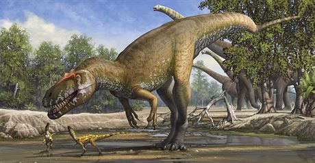 Torvosaurus gurneyi v pedstav ilustrátora. Samozejm, zbarvení je pouze